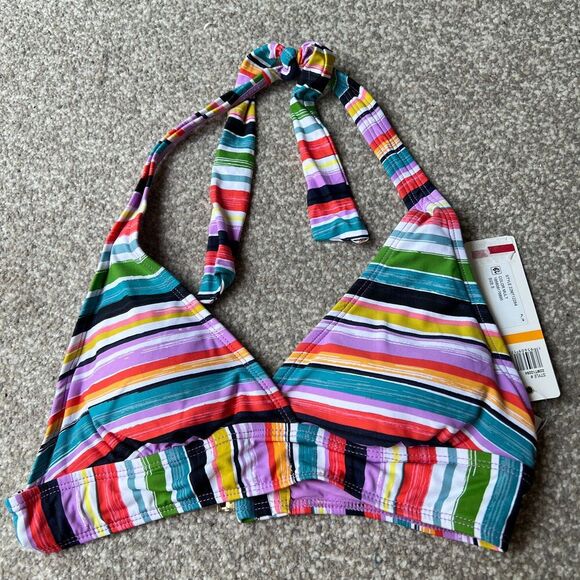 Anne Cole Swim Womens sz S SMALL Painted Sky Striped Triangle Tie - Picture 3 of 11